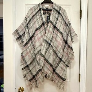 NWT Marcus Adler New York Shawl Wrap in Beige, Black, and Pink